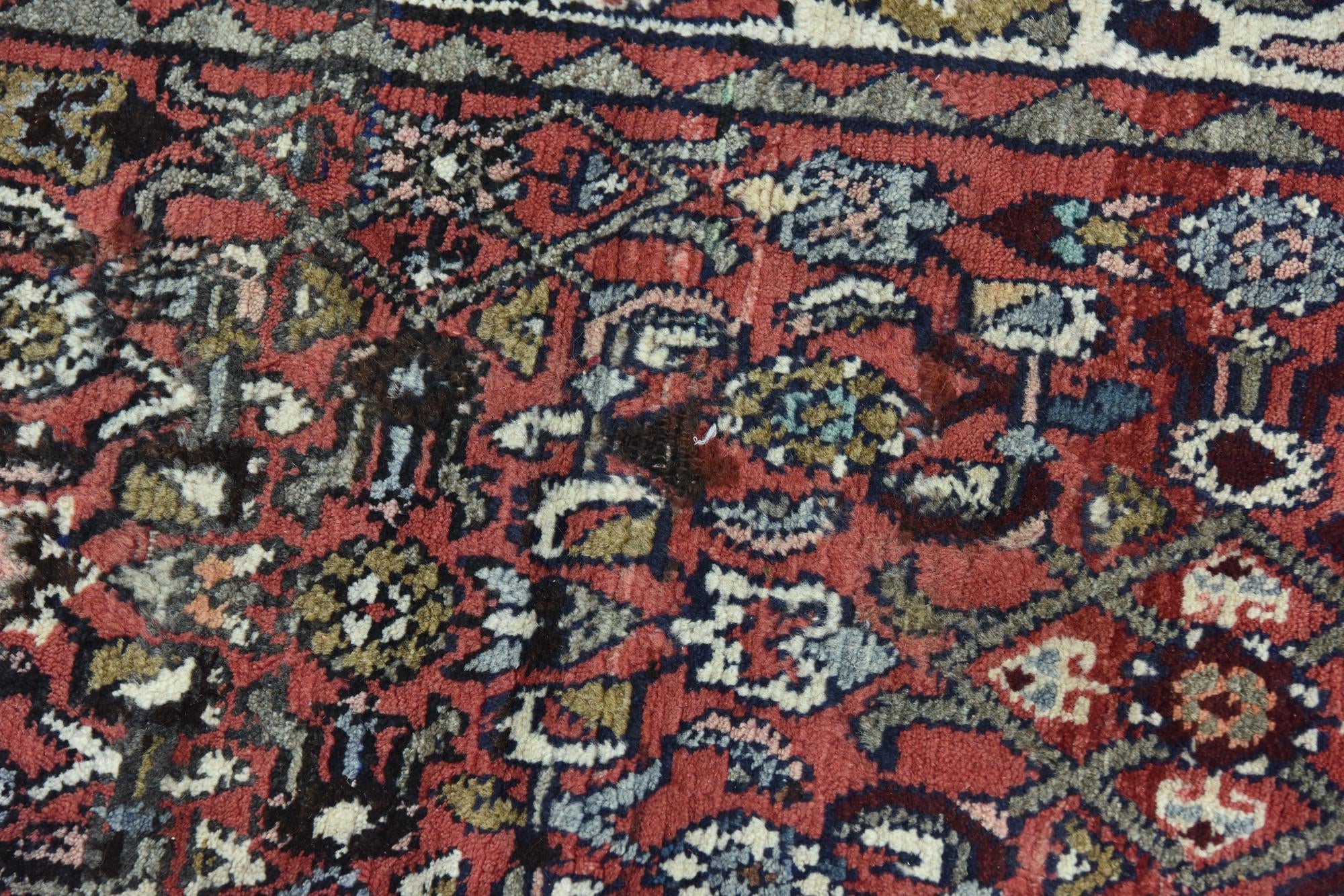 4' 3 x 10' 5 Hand Knotted Hossainabad Persian Wool Runner Rug