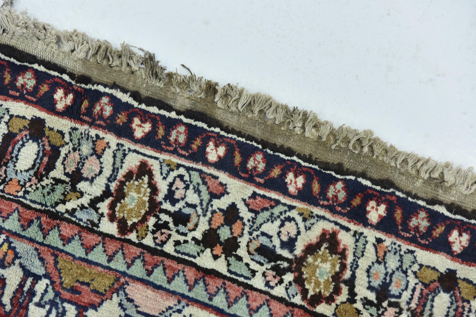 4' 3 x 10' 5 Hand Knotted Hossainabad Persian Wool Runner Rug