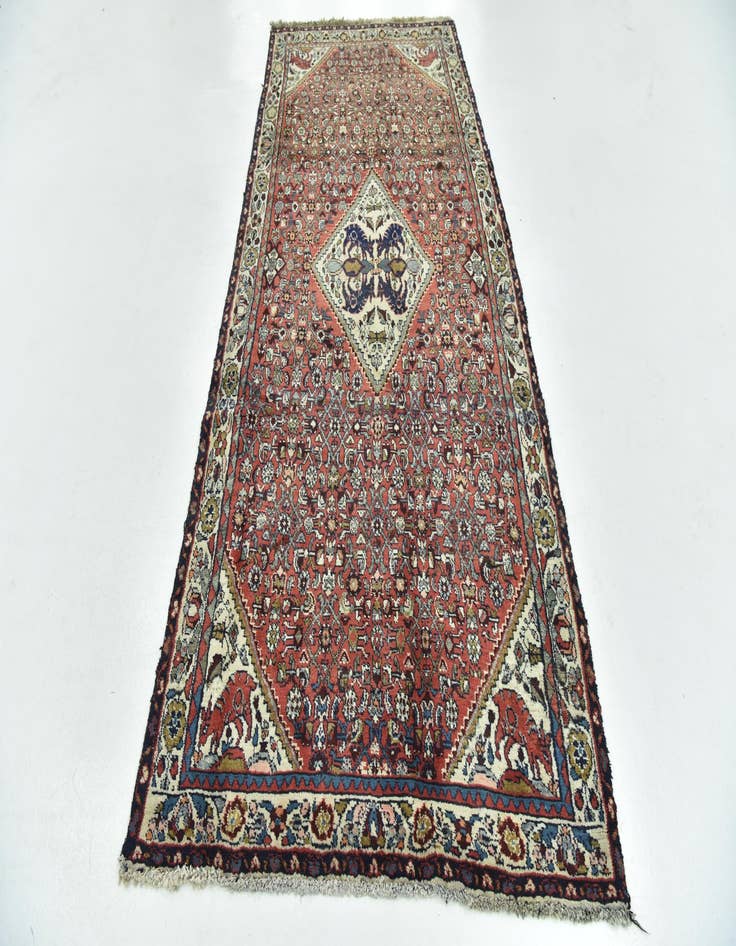 Detail image of 4' 3 x 10' 5  Hand Knotted Hossainabad Persian Wool Runner Rug