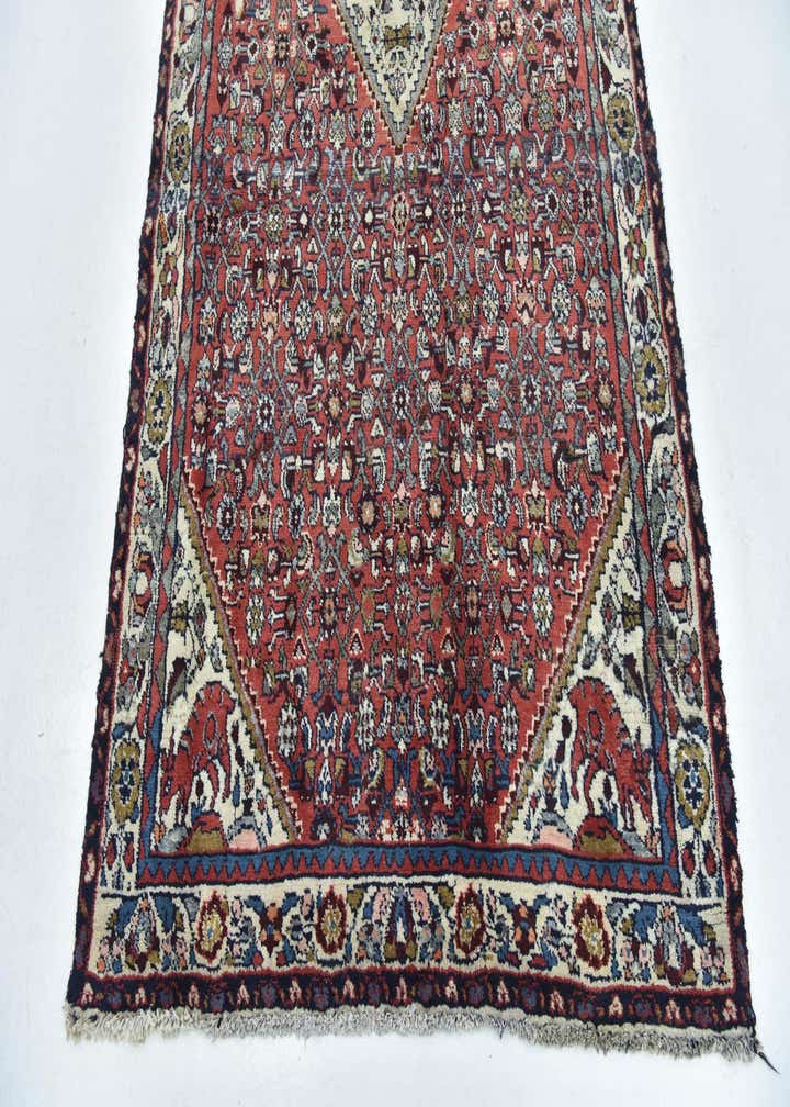 4' 3 x 10' 5 Hand Knotted Hossainabad Persian Wool Runner Rug