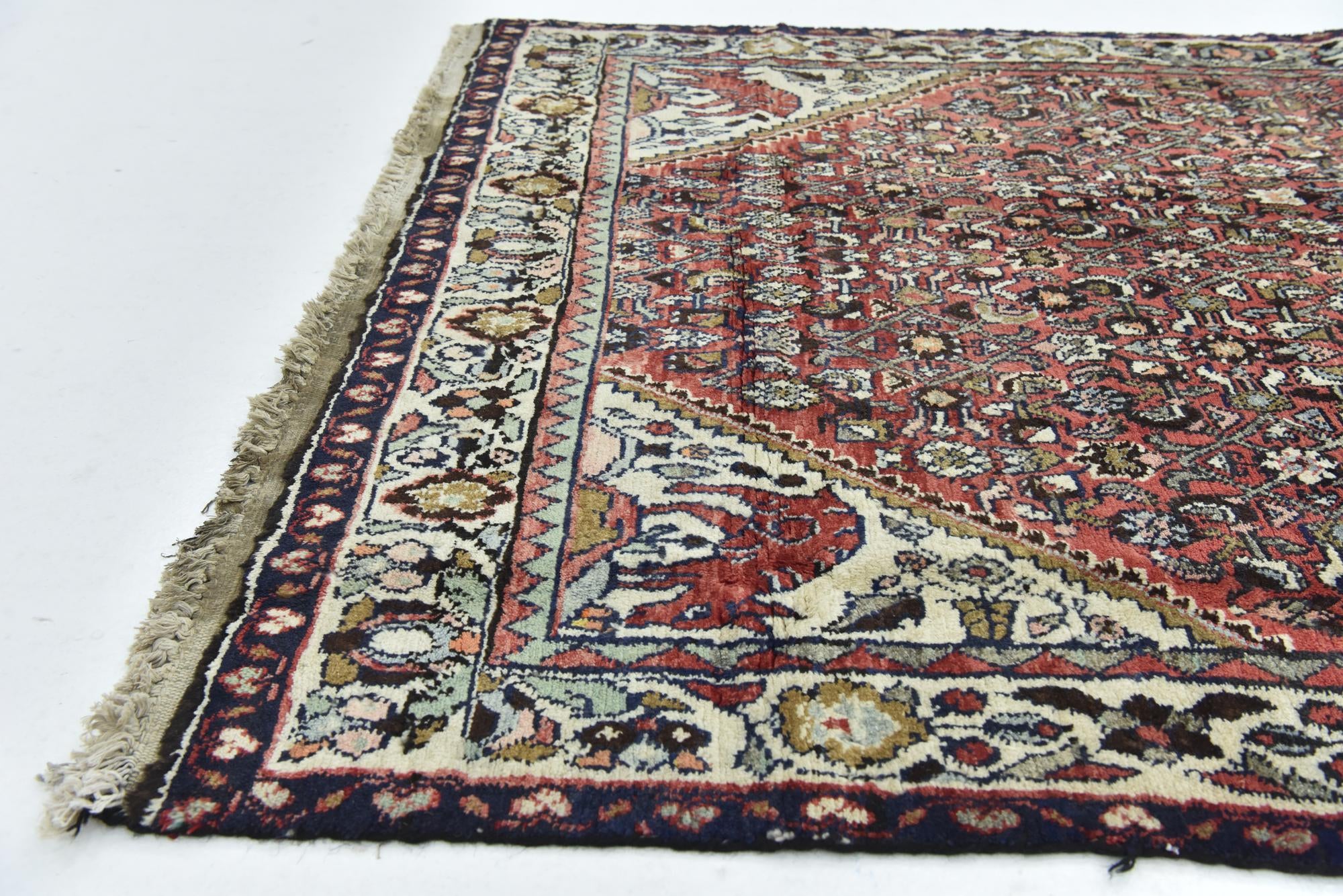4' 3 x 10' 5 Hand Knotted Hossainabad Persian Wool Runner Rug