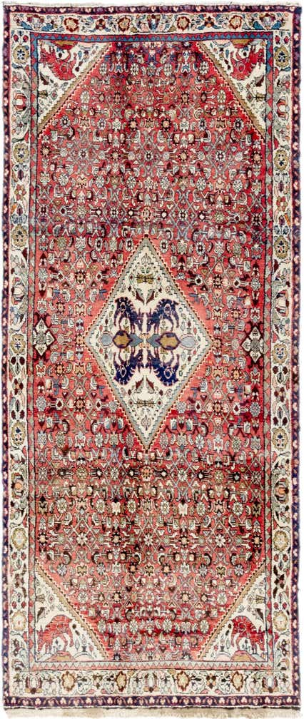 4' 3 x 10' 5 Hand Knotted Hossainabad Persian Wool Runner Rug
