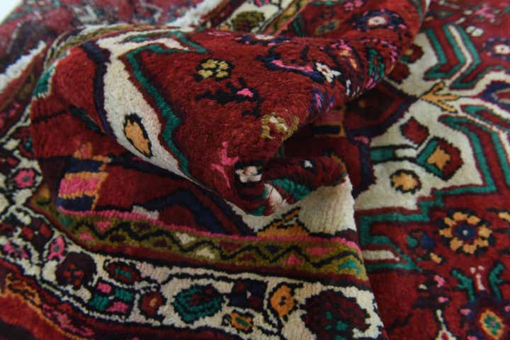3' 9 x 9' 9 Hand Knotted Hossainabad Persian Wool Runner Rug