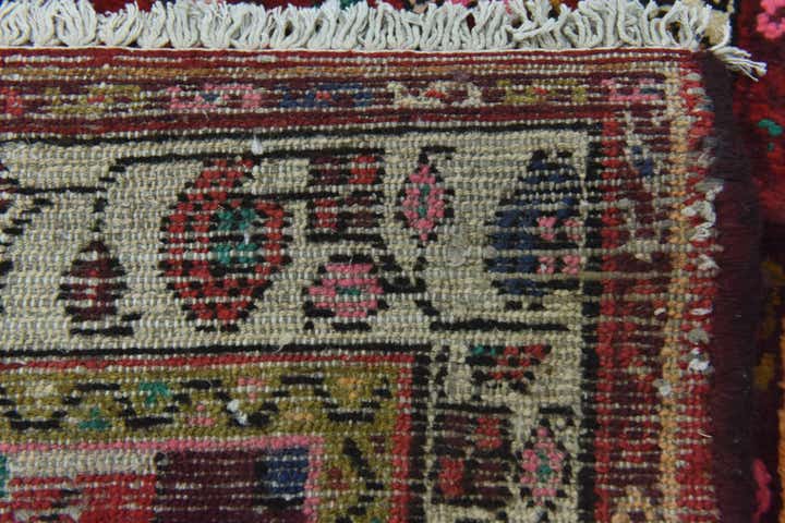 3' 9 x 9' 9 Hand Knotted Hossainabad Persian Wool Runner Rug