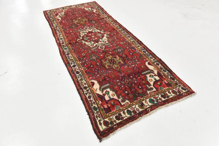 Detail image of 3' 9 x 9' 9 Hand Knotted Hossainabad Persian Wool Runner Rug