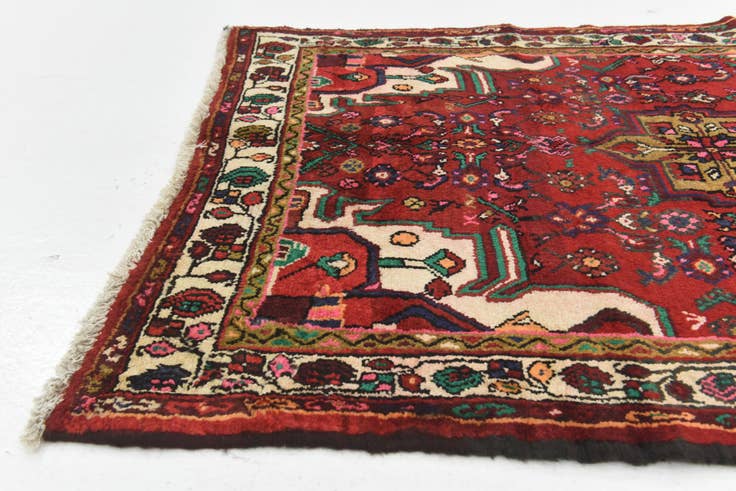 Detail image of 3' 9 x 9' 9 Hand Knotted Hossainabad Persian Wool Runner Rug