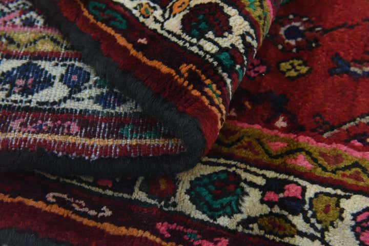 3' 9 x 9' 9 Hand Knotted Hossainabad Persian Wool Runner Rug