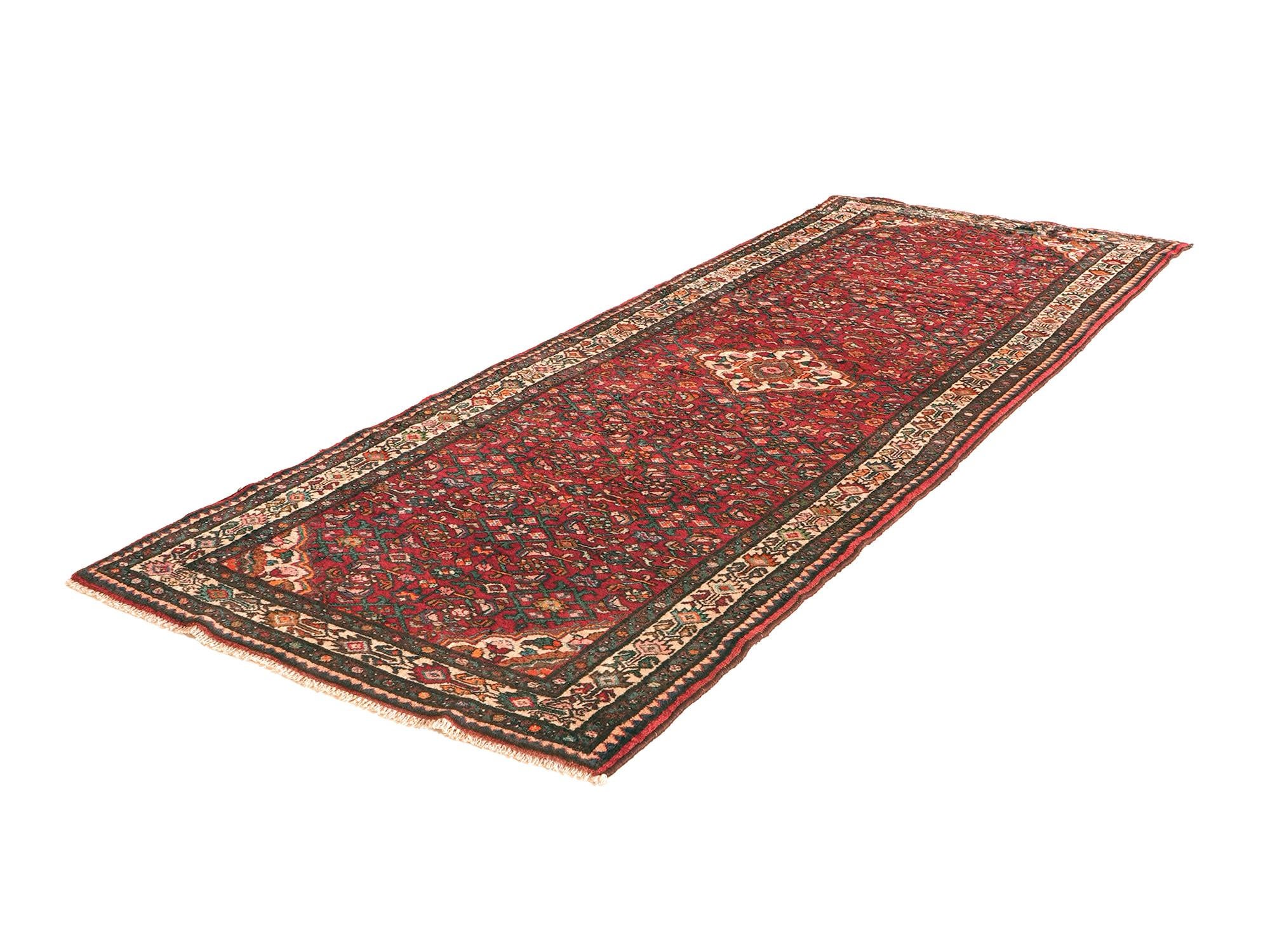 120cm x 320cm Hand Knotted Hossainabad Persian Wool Runner Rug