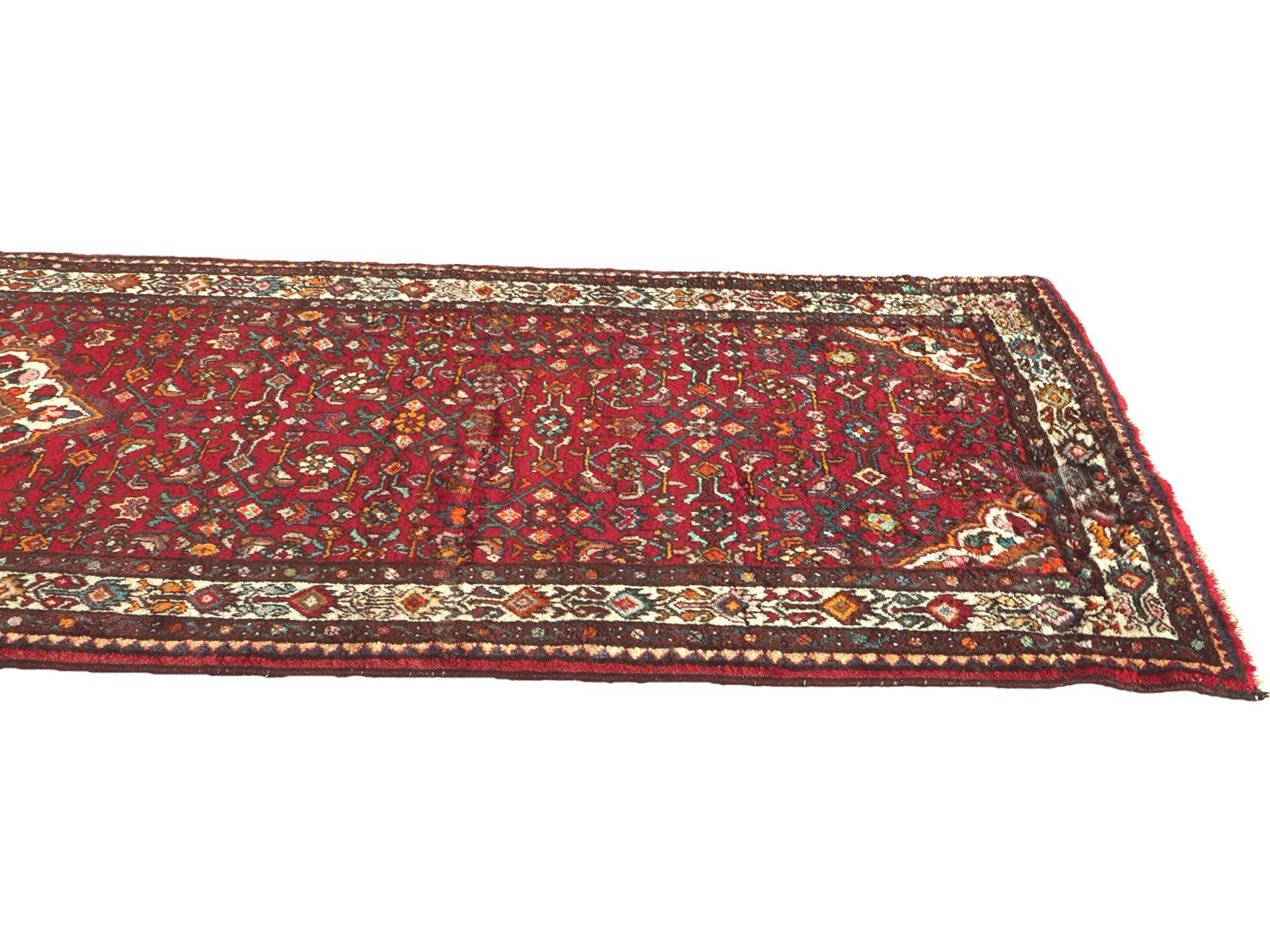 120cm x 320cm Hand Knotted Hossainabad Persian Wool Runner Rug