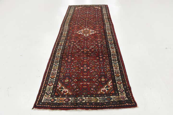 4' x 10' 5 Hand Knotted Hossainabad Persian Wool Runner Rug