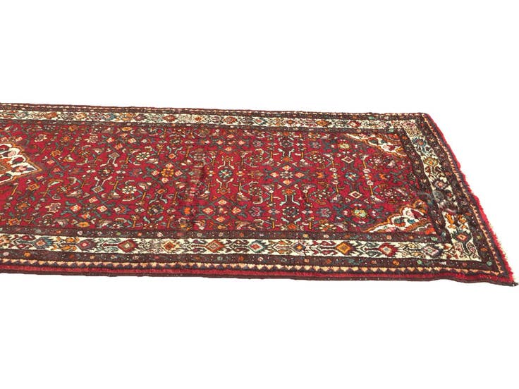 Detail image of 4' x 10' 5 Hand Knotted Hossainabad Persian Wool Runner Rug