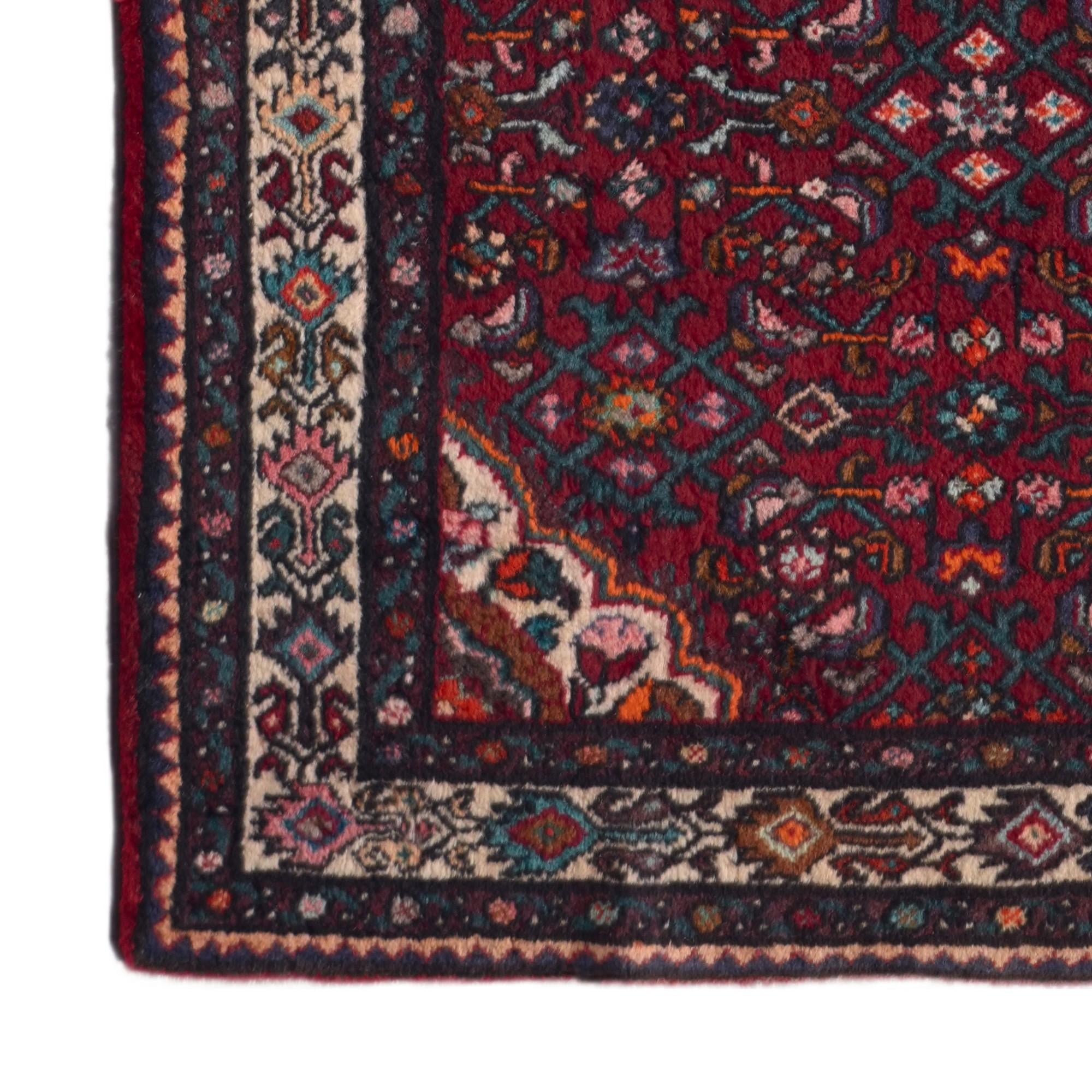 120cm x 320cm Hand Knotted Hossainabad Persian Wool Runner Rug