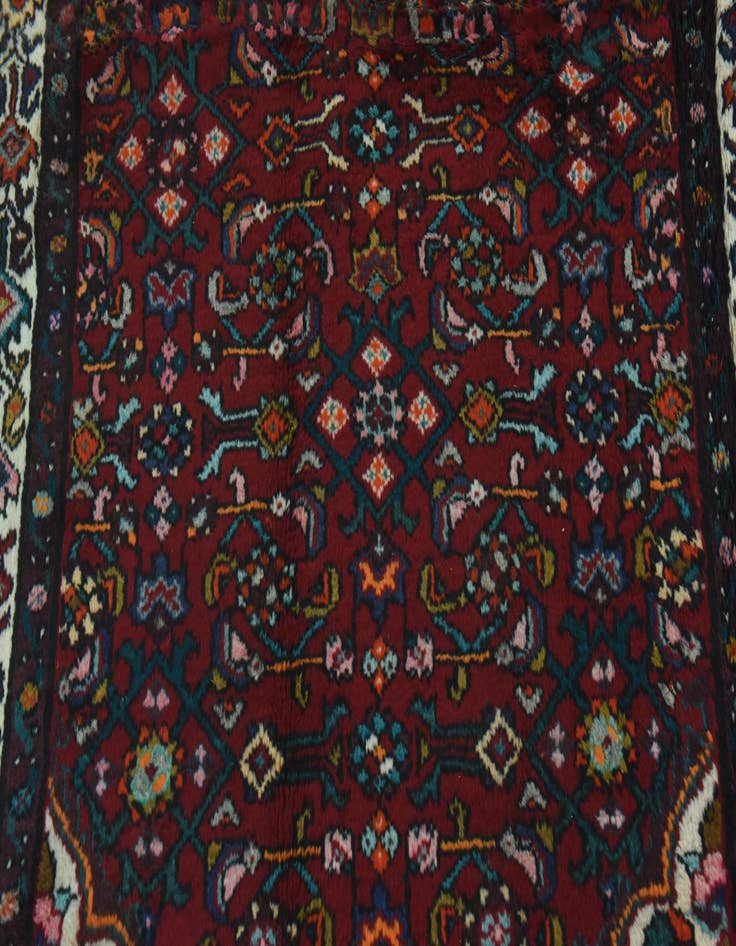 Detail image of 4' x 10' 5 Hand Knotted Hossainabad Persian Wool Runner Rug