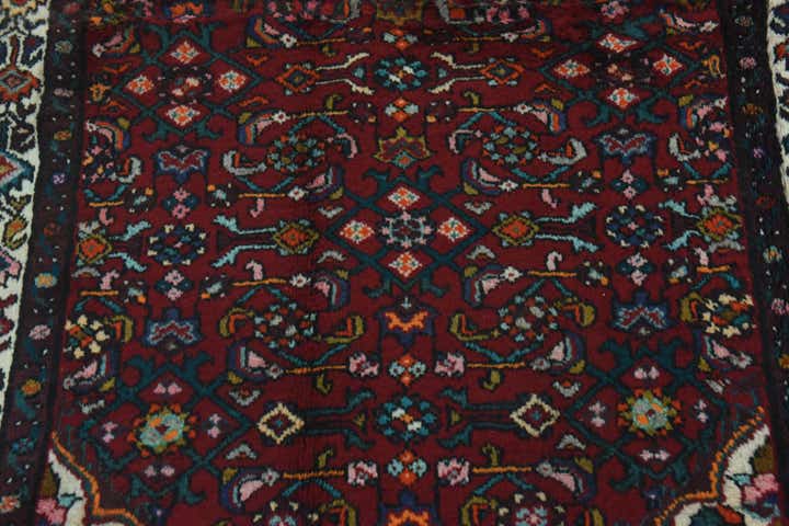 4' x 10' 5 Hand Knotted Hossainabad Persian Wool Runner Rug
