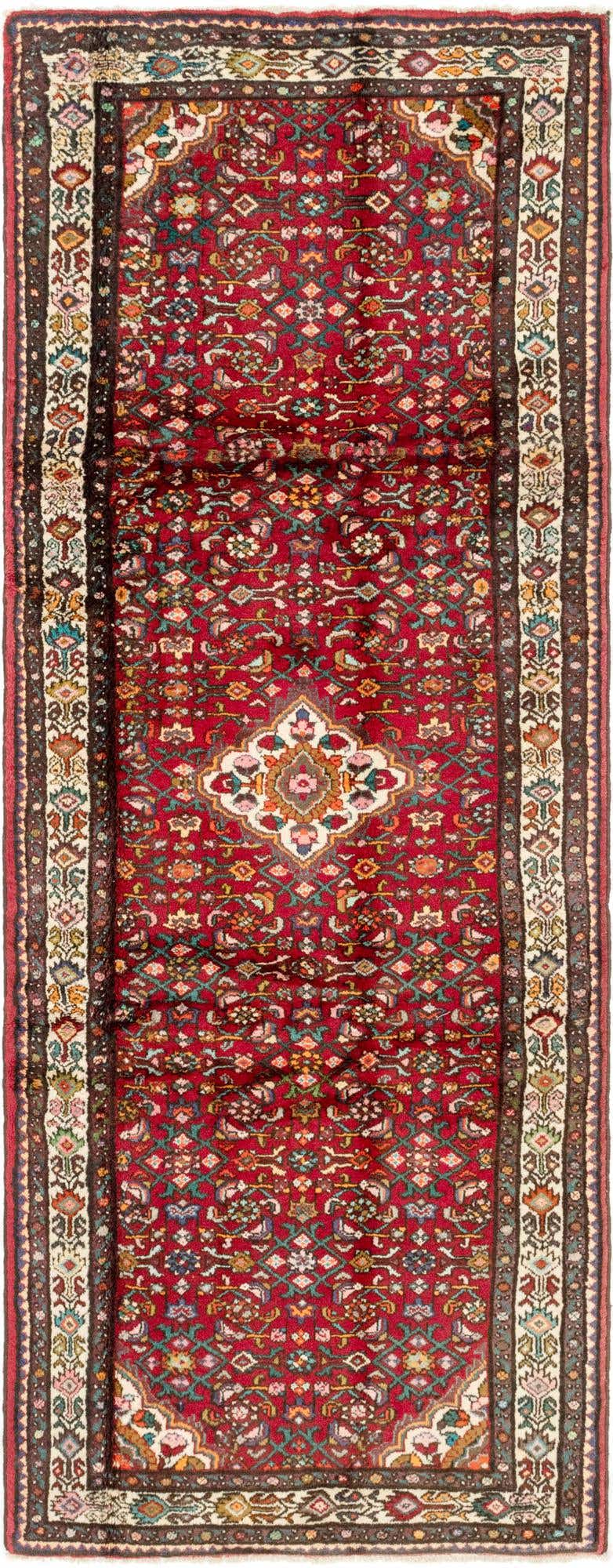 4' x 10' 5 Hand Knotted Hossainabad Persian Wool Runner Rug