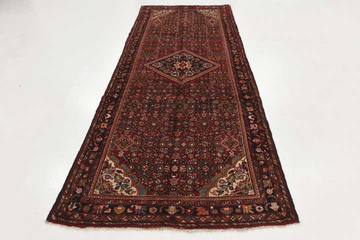 4' x 10' Hand Knotted Hossainabad Persian Wool Runner Rug