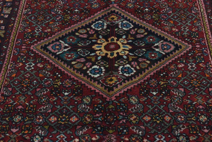 Detail image of 4' x 10' Hand Knotted Hossainabad Persian Wool Runner Rug