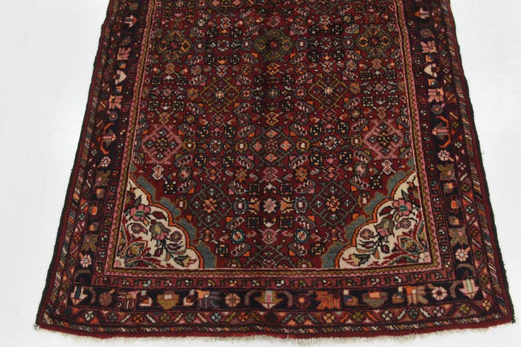 Detail image of 4' x 10' Hand Knotted Hossainabad Persian Wool Runner Rug