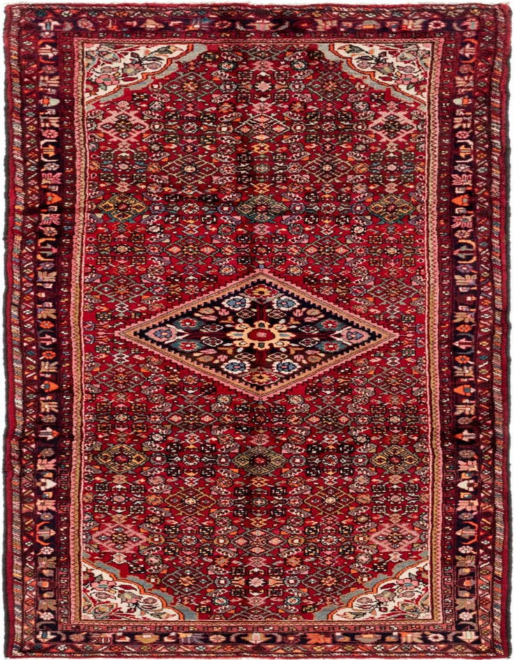 Detail image of 4' x 10' Hand Knotted Hossainabad Persian Wool Runner Rug