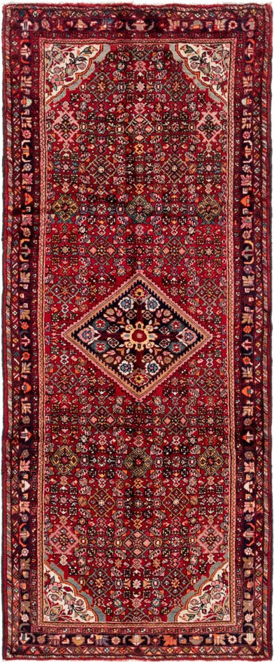 Detail image of 4' x 10' Hand Knotted Hossainabad Persian Wool Runner Rug
