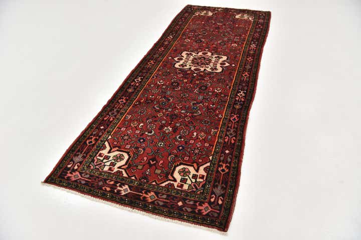 3' 8 x 9' 8 Hand Knotted Hossainabad Persian Wool Runner Rug