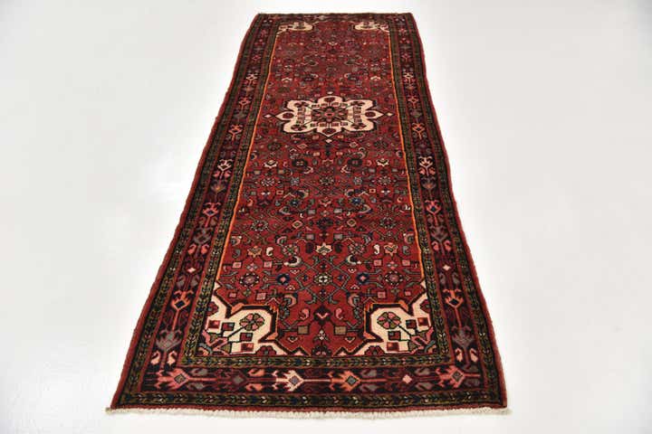 3' 8 x 9' 8 Hand Knotted Hossainabad Persian Wool Runner Rug