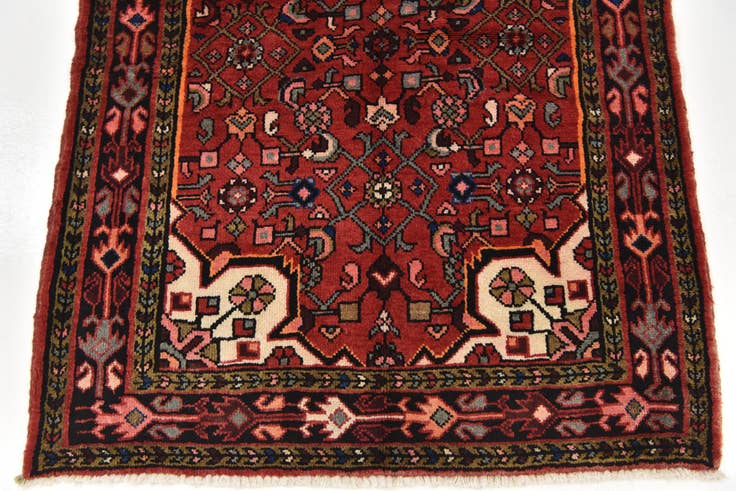 Detail image of 3' 8 x 9' 8 Hand Knotted Hossainabad Persian Wool Runner Rug