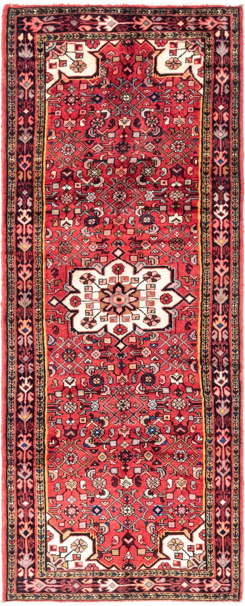 3' 8 x 9' 8 Hand Knotted Hossainabad Persian Wool Runner Rug