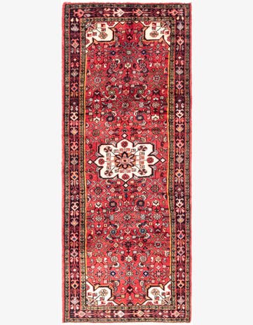 3' 8 x 9' 8 Hand Knotted Hossainabad Persian Wool Runner Rug