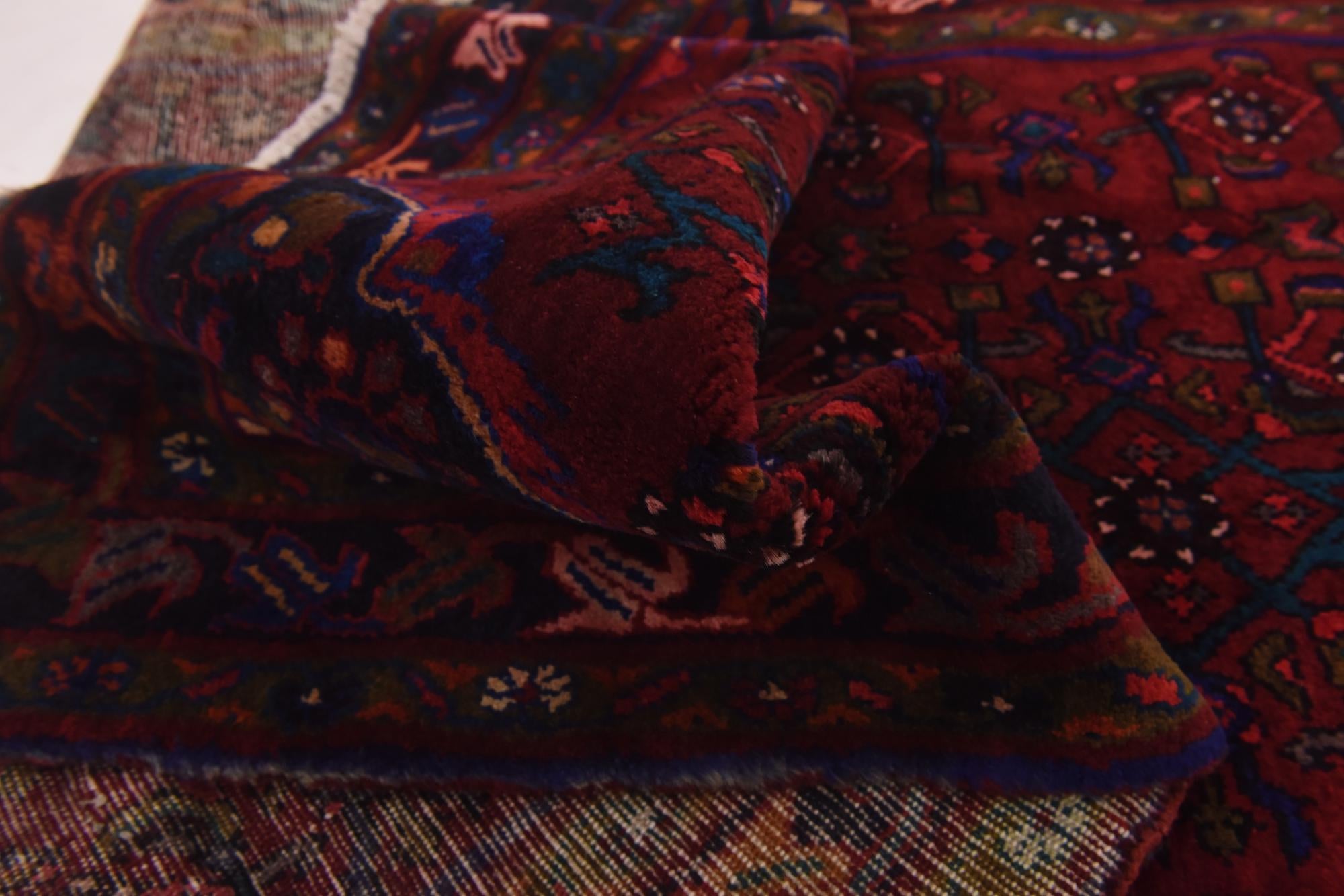 3' 10 x 9' 9 Hand Knotted Hossainabad Persian Wool Runner Rug
