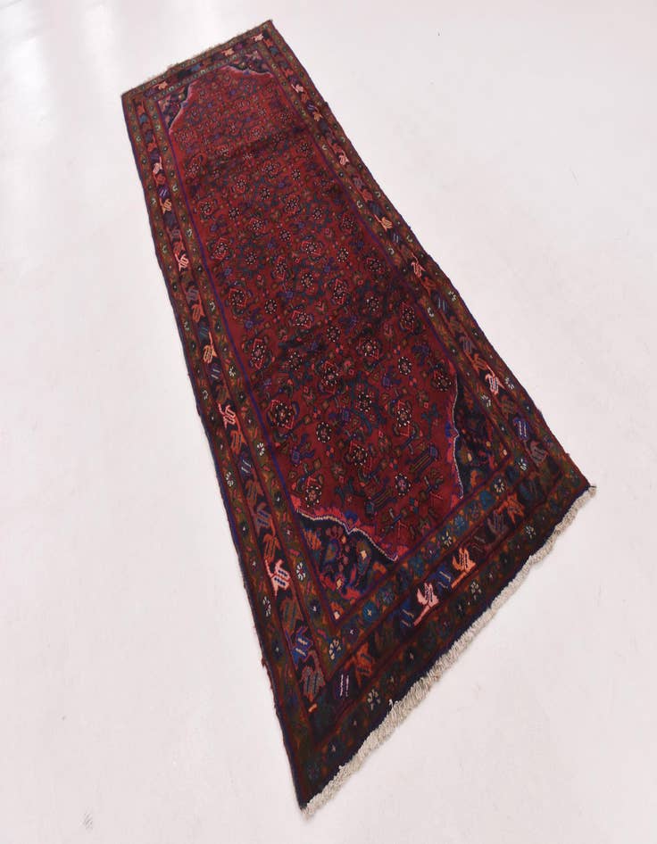 Detail image of 3' 10 x 9' 9 Hand Knotted Hossainabad Persian Wool Runner Rug