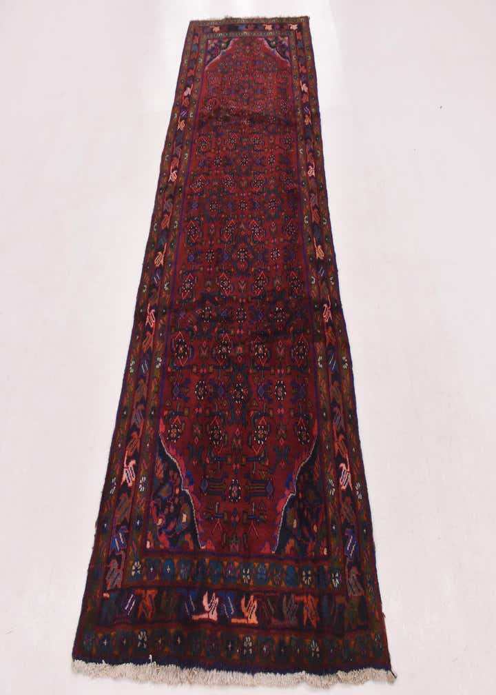 3' 10 x 9' 9 Hand Knotted Hossainabad Persian Wool Runner Rug