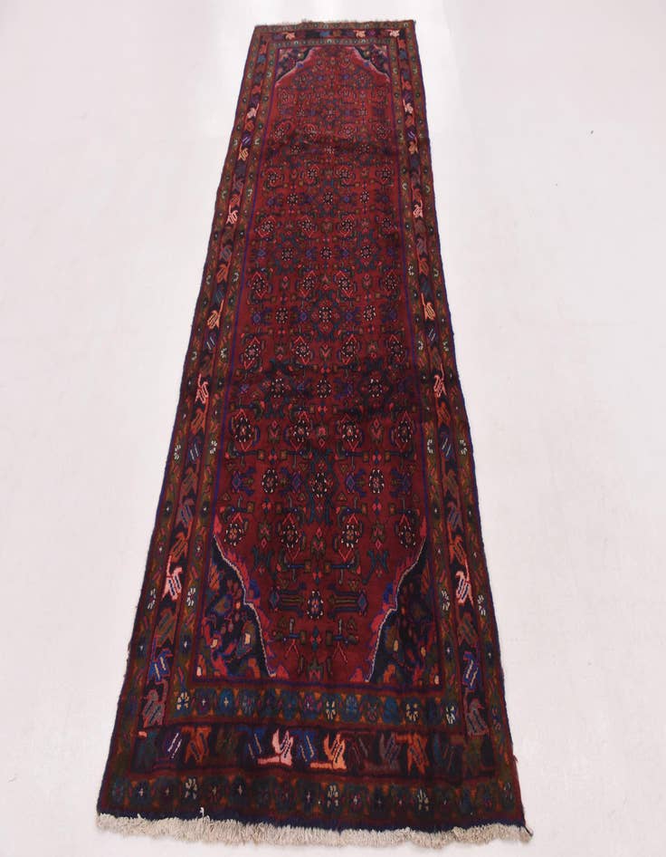 Detail image of 3' 10 x 9' 9 Hand Knotted Hossainabad Persian Wool Runner Rug