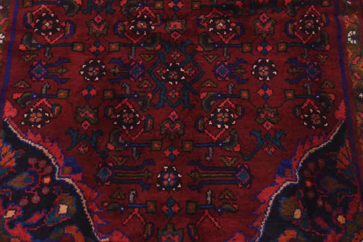 3' 10 x 9' 9 Hand Knotted Hossainabad Persian Wool Runner Rug