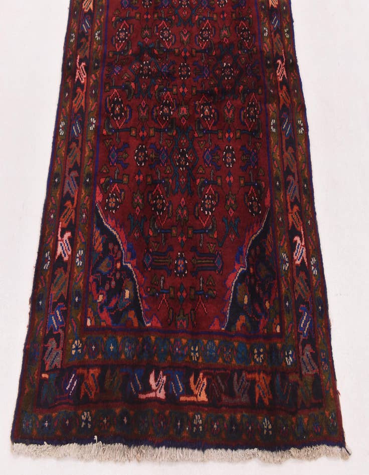 Detail image of 3' 10 x 9' 9 Hand Knotted Hossainabad Persian Wool Runner Rug