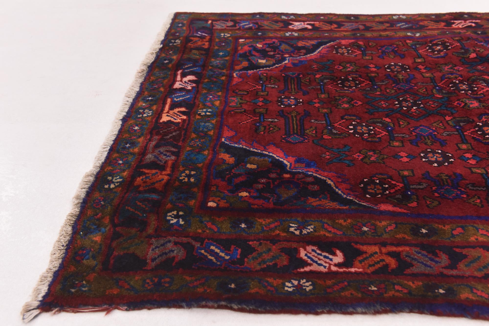 3' 10 x 9' 9 Hand Knotted Hossainabad Persian Wool Runner Rug