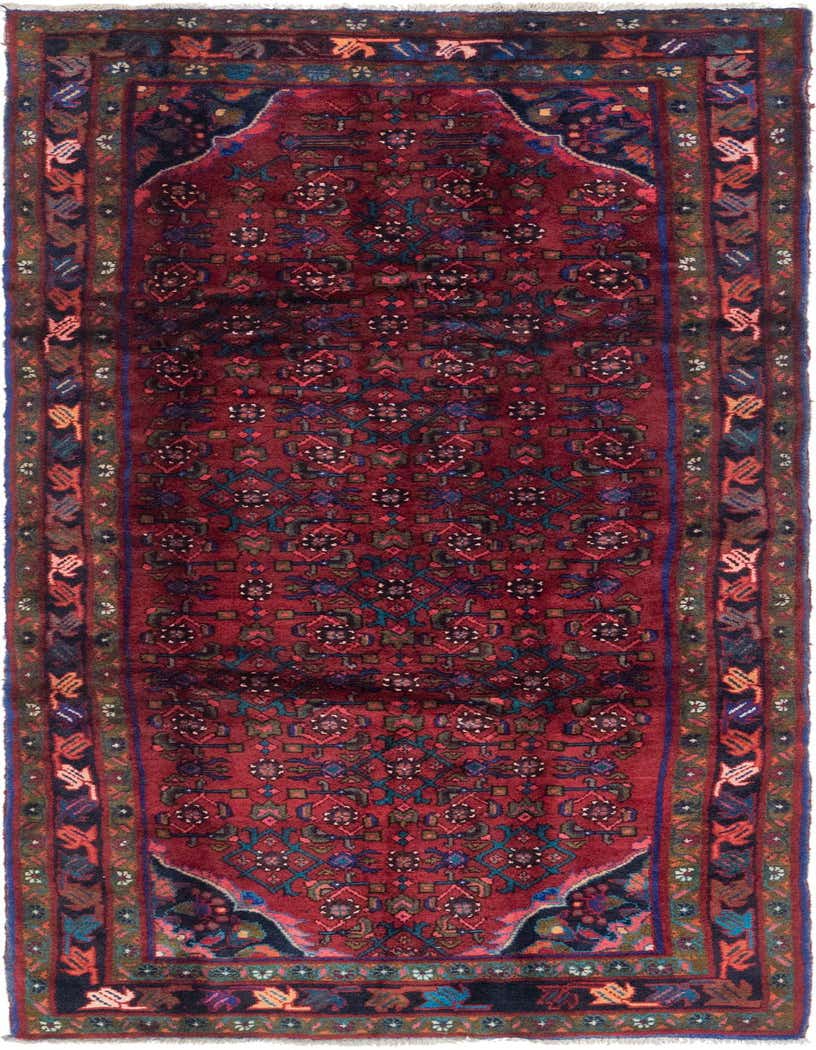 3' 10 x 9' 9 Hand Knotted Hossainabad Persian Wool Runner Rug