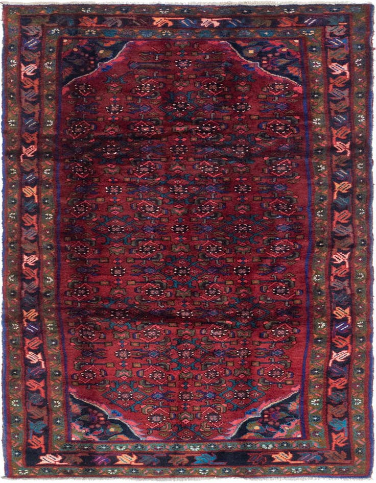 Detail image of 3' 10 x 9' 9 Hand Knotted Hossainabad Persian Wool Runner Rug