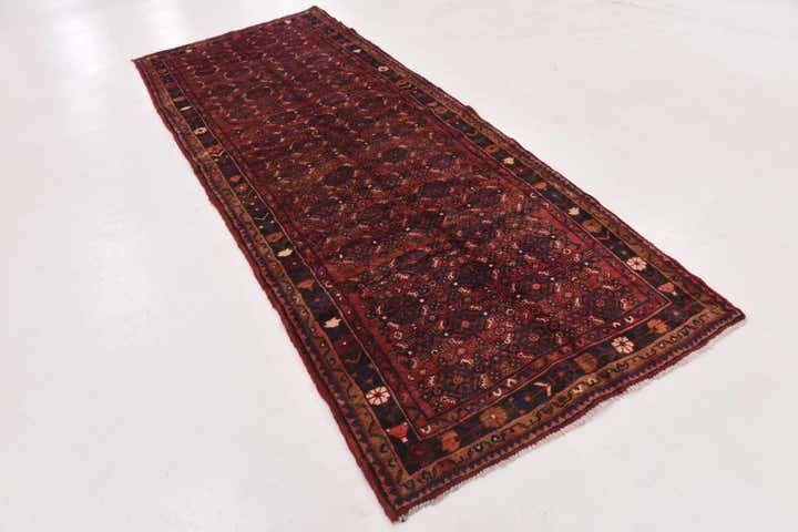 4' x 11' Hand Knotted Hossainabad Persian Wool Runner Rug