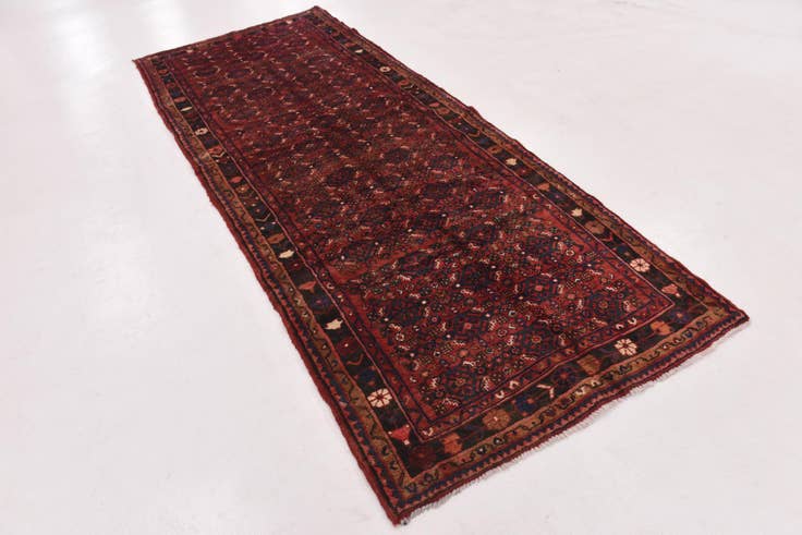 Detail image of 4' x 11' Hand Knotted Hossainabad Persian Wool Runner Rug