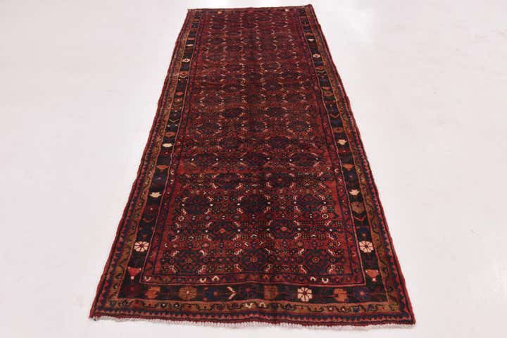 4' x 11' Hand Knotted Hossainabad Persian Wool Runner Rug