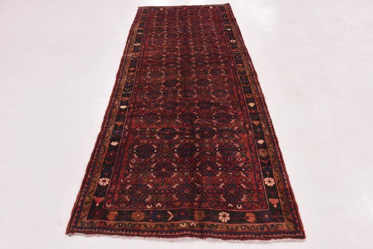 Detail image of 4' x 11' Hand Knotted Hossainabad Persian Wool Runner Rug