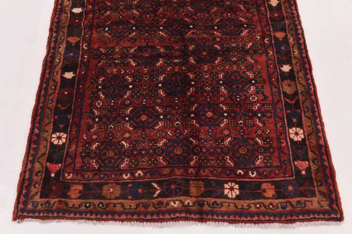4' x 11' Hand Knotted Hossainabad Persian Wool Runner Rug