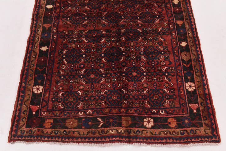 Detail image of 4' x 11' Hand Knotted Hossainabad Persian Wool Runner Rug