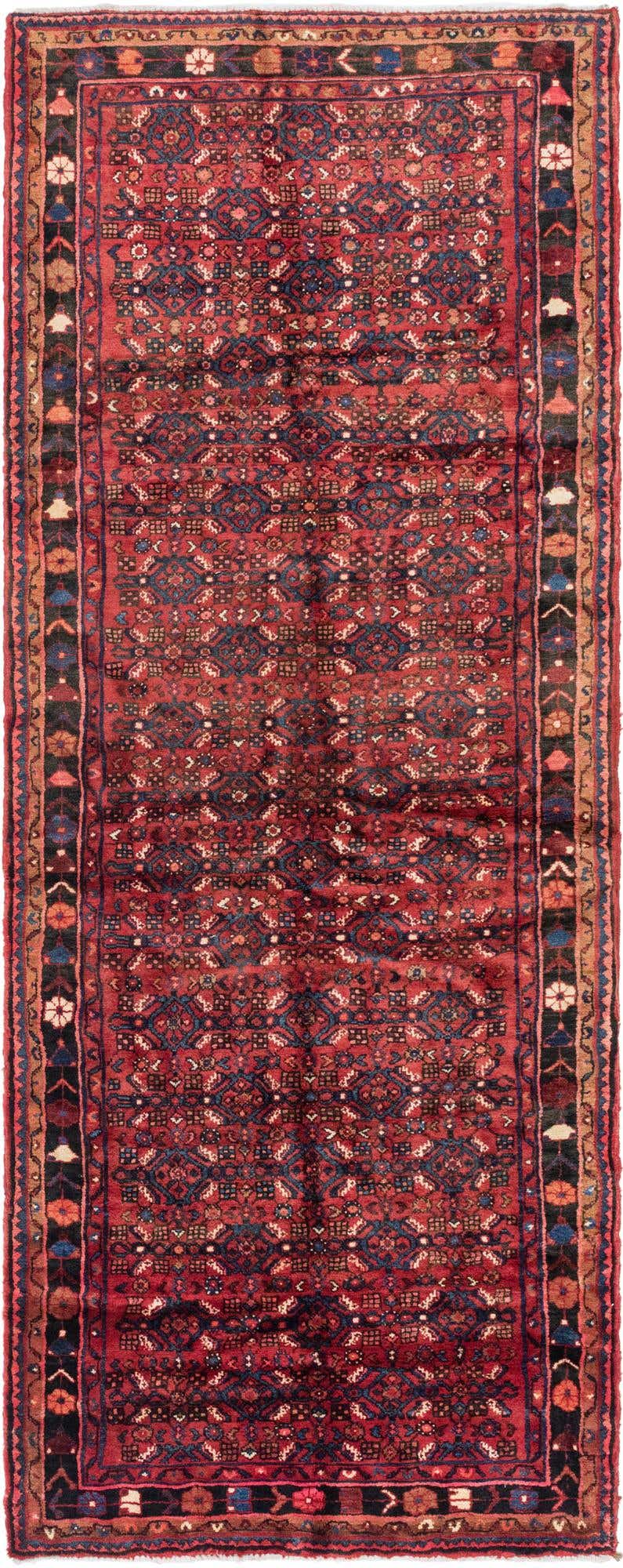4' x 11' Hand Knotted Hossainabad Persian Wool Runner Rug