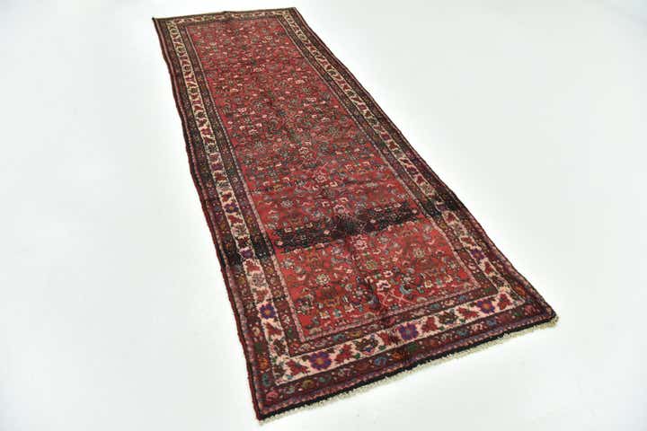 3' 8 x 10' 2 Hand Knotted Hossainabad Persian Wool Runner Rug