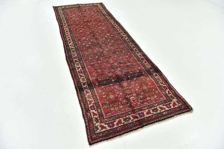 Detail image of 3' 8 x 10' 2 Hand Knotted Hossainabad Persian Wool Runner Rug