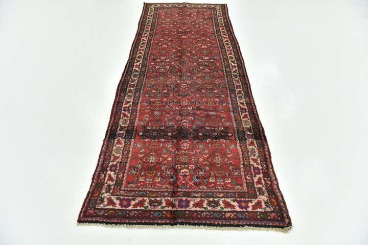 3' 8 x 10' 2 Hand Knotted Hossainabad Persian Wool Runner Rug