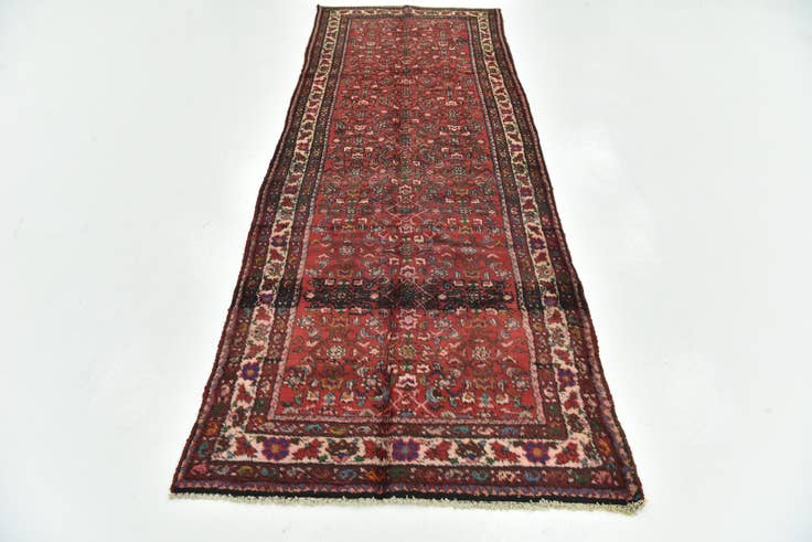 Detail image of 3' 8 x 10' 2 Hand Knotted Hossainabad Persian Wool Runner Rug