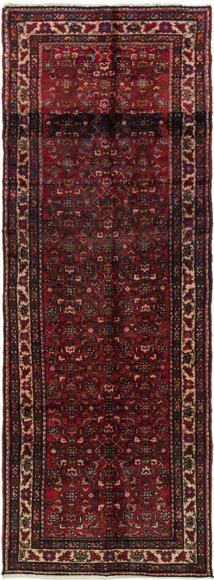 3' 8 x 10' 2 Hand Knotted Hossainabad Persian Wool Runner Rug